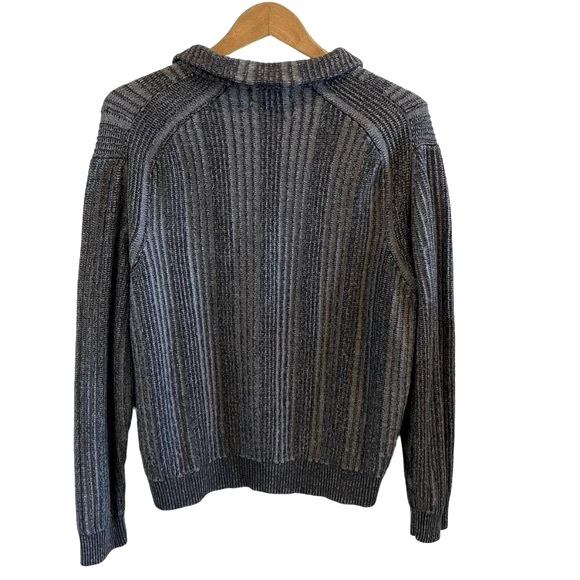 Long Sleeve Textured Knit Zip Up Sweater By Calvin Klein 100% Cotton - Picture 4 of 8